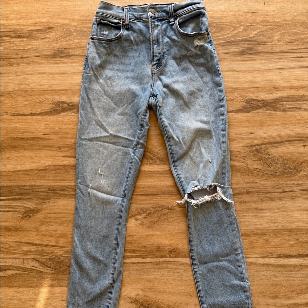 Abercrombie & Fitch Light Blue Distressed Skinny Jeans